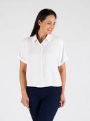 B30659  AIRFLOW BLOUSE WITH COLLAR SHORT SLEEVE WHITE