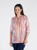 B30803  PINK MULTI ABSTRACT PRINT BLOUSE 3/4 SLV PINK MULTI
