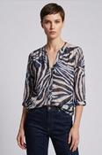 B31471  SWIRL PRINT BURNOUT BLOUSE 3/4 SLEEVE NAVY PRINT image