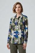 Abstract Print Collared Blouse B31477 – Green Multi image