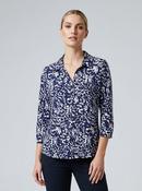 Floral Print Soft Touch Blouse with Pocket B31497 – Navy White image