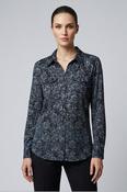Flower Print Soft Touch Blouse with Pockets B31499 – Black Print image