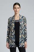TEAL SWIRL PRINT MOCK CARDIGAN WITH INSE TEAL PRINT CA31426  - Teal Print image