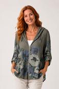 Print Hood Zip Jacket KHAKI image