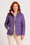 Contrast Quilted Gold Popper Jacket PURPLE image