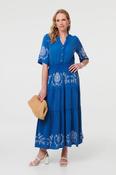 Embroidered Tiered 1/2 Slv Midi Dress D179781 DENIM image