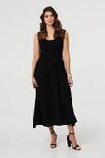Pleat Midi Dress BLACK image