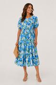 Azure Bloom Midi Dress D732445 BLUE