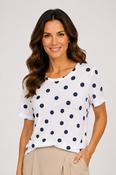 Dotty S S Top T525236 WHITE/NAVY image