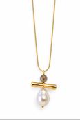 Lunar Pearl Drop Necklace – Gold