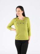 Flower Scatter Embroidered Jumper Round Ju29727 Lime image