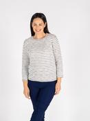 JU30651  Multtextured Stripe Jumper Button Detail White Multi