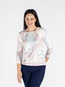 JU30677  Abstract Jumper Round Neck 3/4 Sleeve Pink Multi