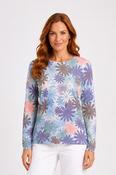 Daisy Flower Print Sweater KP732973 Lilac/Blue image