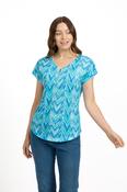 ZIG ZAG PRINT ZIP TOP TEAL