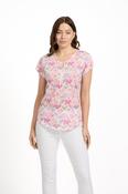 MULTI COLOUR PRINTED ZIP TEE PINK