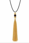 Long Rope Necklace – Black/Gold