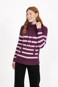 Cowl Neck Stripe Jumper – Purple image