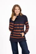 Cowl Neck Stripe Jumper – Navy image