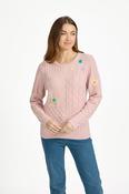 Cable Flower Embroidered Jumper – Pink