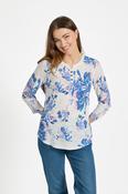 Floral Print Burnout Tee – Blue