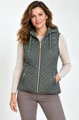 Velvet Trim Gilet - Olive
