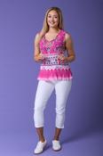 Sleeveless Print Crinkle Top PINK image