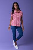Print Mock Placket Blouse PINK image