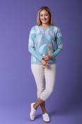 Feather Print Sweater Green image