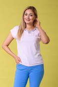 Embroidery Trim Notch Tee PINK image