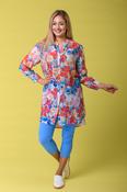 Flower Tunic Blouse BLUE/RED