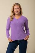 Pearl Front Rib Sweater 2 KP733646 PURPLE image