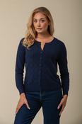 Dot + Pointelle Cardigan NAVY