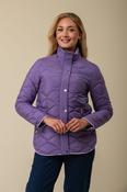 Contrast Quilted Gold Popper Jacket PURPLE