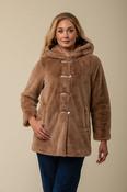 Faux Fur Hooded Coat CAMEL