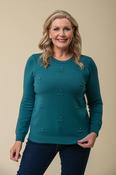 Flower Embellsihment Roundneck Knit GREEN