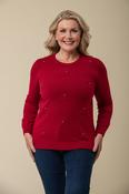 Flower Embellsihment Roundneck Knit WINE