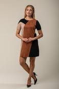 Colour Block Suedette Dress D174323 – Brown/Black