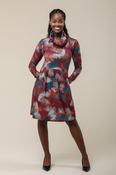 Cowl Neck Brush Dress – Red