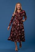 Burgundy Print Shirt Dress D180619 BURGUNDY image