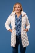 Fur Trim V Quilt Jacket – CREAM image