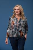 Brush Animal Print Notch Neck Top – Multi image
