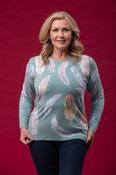 Feather Print Sweater – Green image