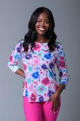Flower Strass Top BLUE/PINK
