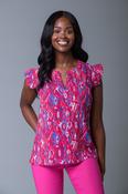Frill Sleeve Crinkle Top PINK image