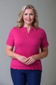 Blouson Crochet Trim Tee PINK image