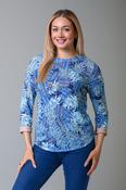 Cuffed Print Slub Top BLUE