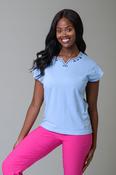Embroidery Trim Notch Tee BLUE