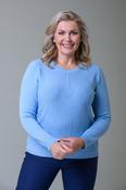 Pearl Placket Sweater 2 BLUE