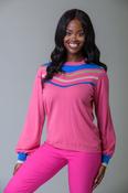 Diagonal Sequin Sweater BLUE/PINK